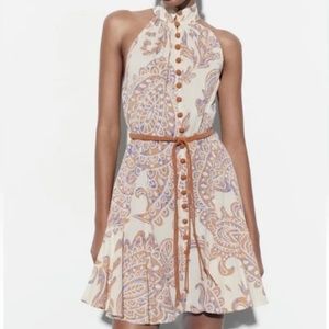 Zara Printed Boho Dress with Belt
